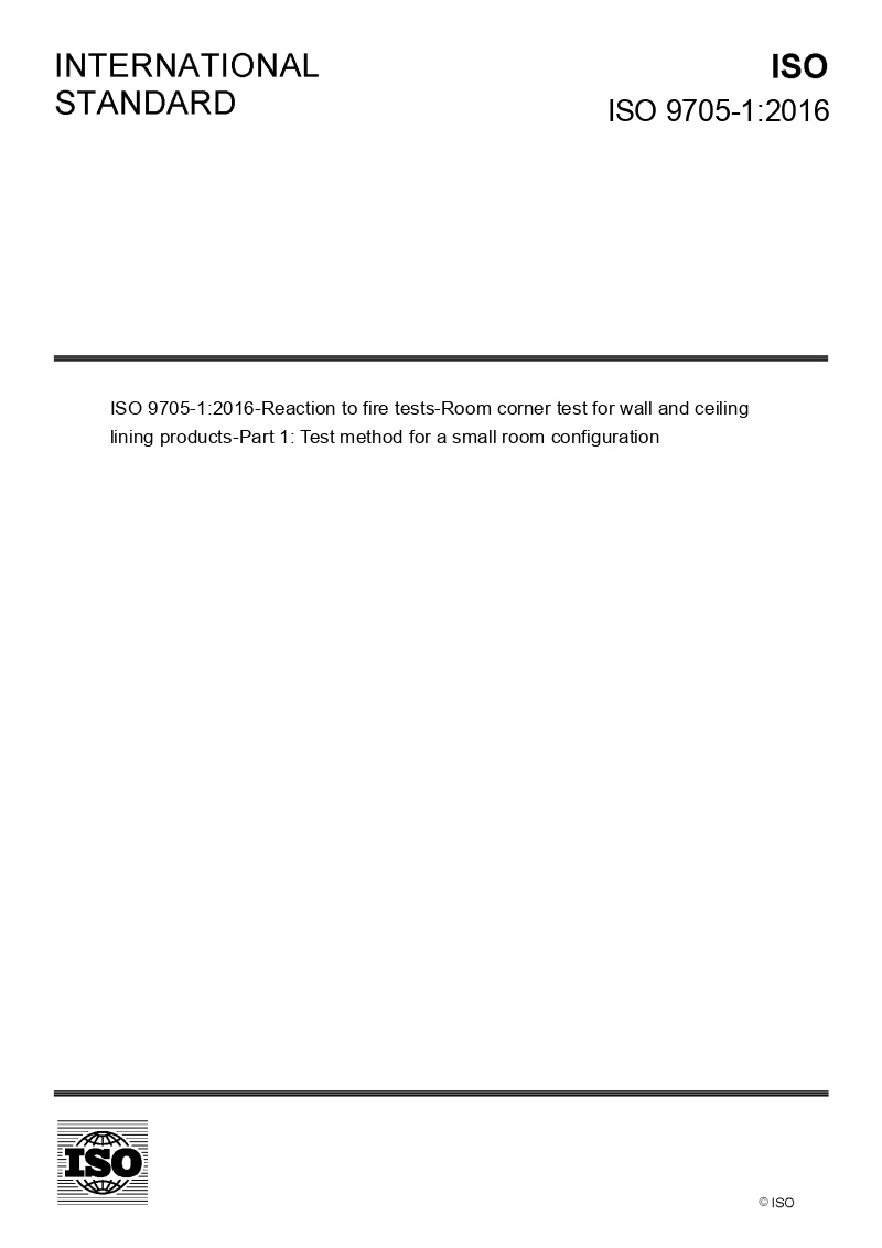 Iso 9705 1 Reaction To Fire Tests Room Corner Test For Wall And Ceiling Lining Products Part 1 Test Method For A Small Room Configuration