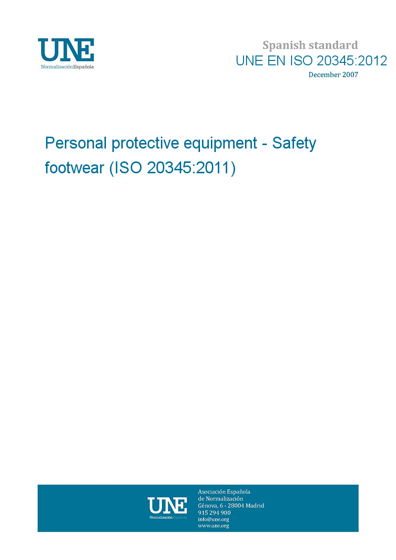 UNE EN ISO 203452012 Personal protective equipment Safety footwear