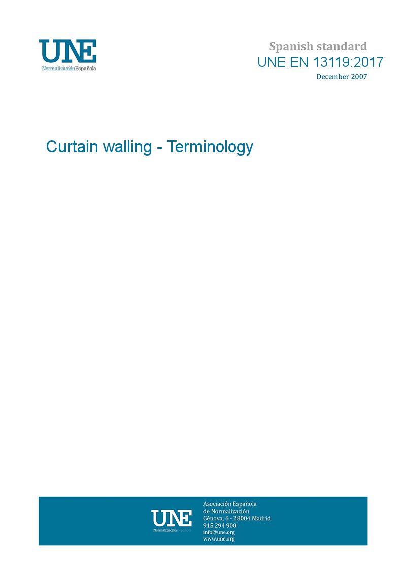 Une En 13119 2017 Curtain Walling Terminology European Standards