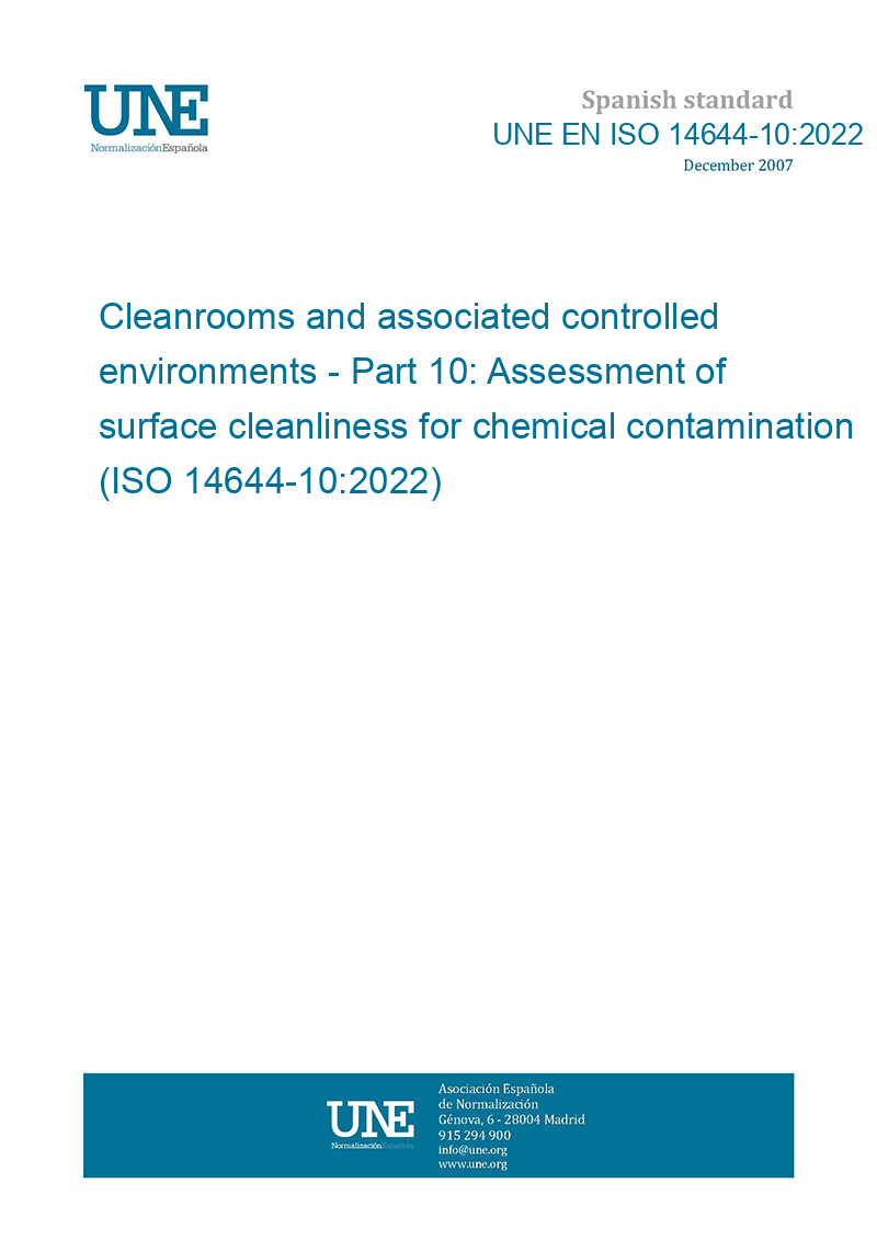 UNE EN ISO 14644102022 Cleanrooms and associated controlled