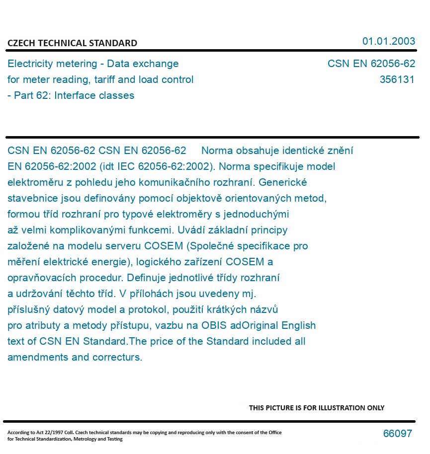 CSN EN 6205662 Electricity metering Data exchange for meter reading, tariff and load