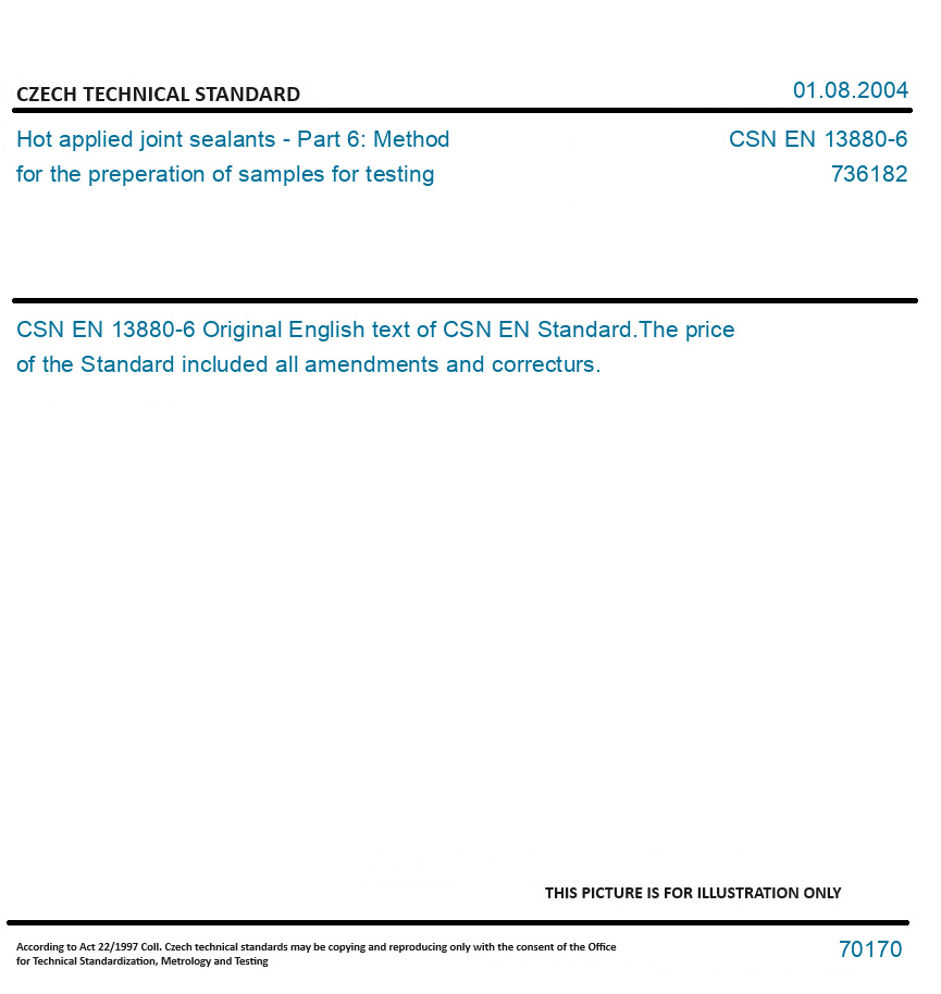 CSN EN 138806 Hot applied joint sealants Part 6 Method for the