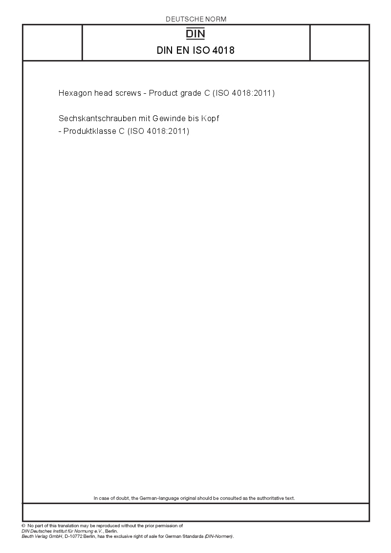 DIN EN ISO 4018 European Standards