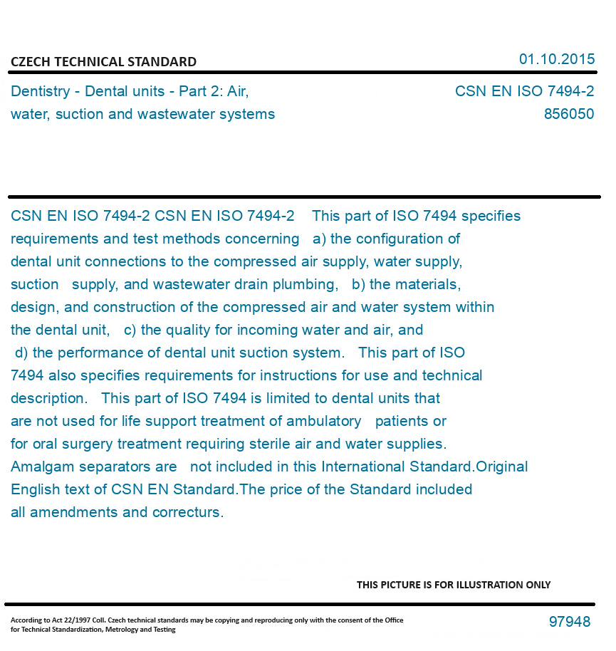 CSN EN ISO 74942 Dentistry Dental units Part 2 Air, water