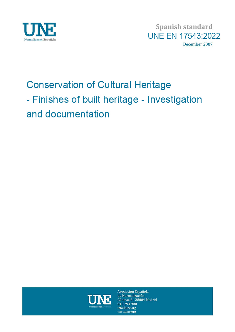 UNE EN 175432022 Conservation of Cultural Heritage Finishes of built