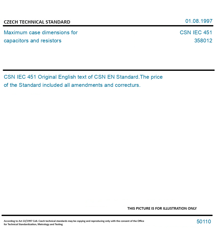 CSN IEC 451 - Maximum case dimensions for capacitors and resistors