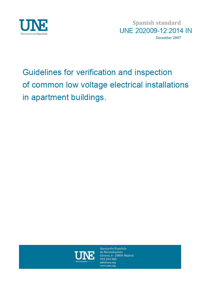 Picture of UNE 202009-12:2014 IN Guidelines for verification and inspection of common low voltage ...