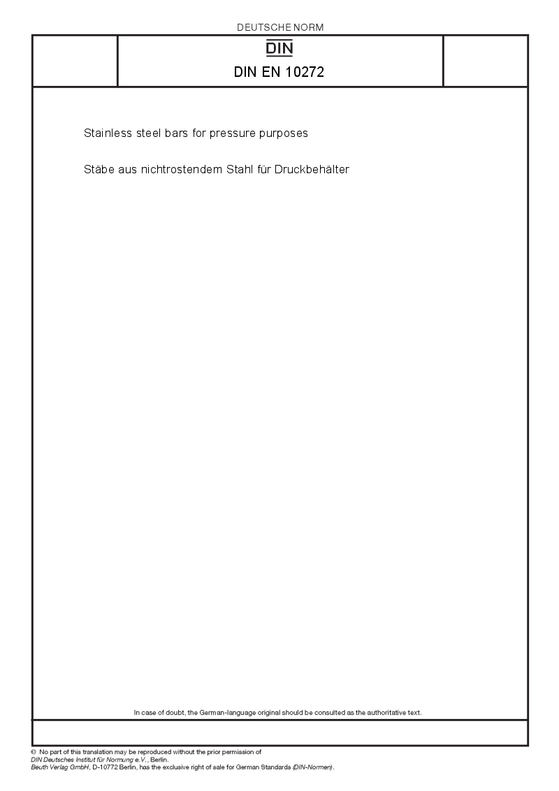 DIN EN 10272 - European Standards