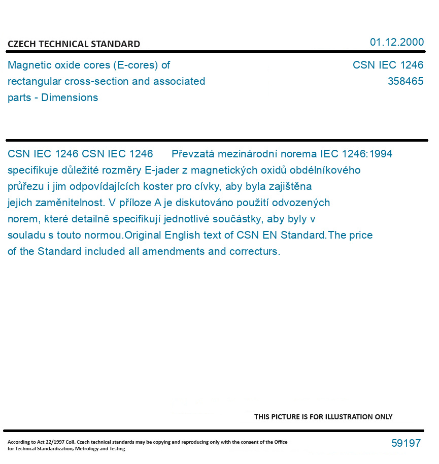 CSN IEC 1246 - Magnetic oxide cores (E-cores) of rectangular cross ...