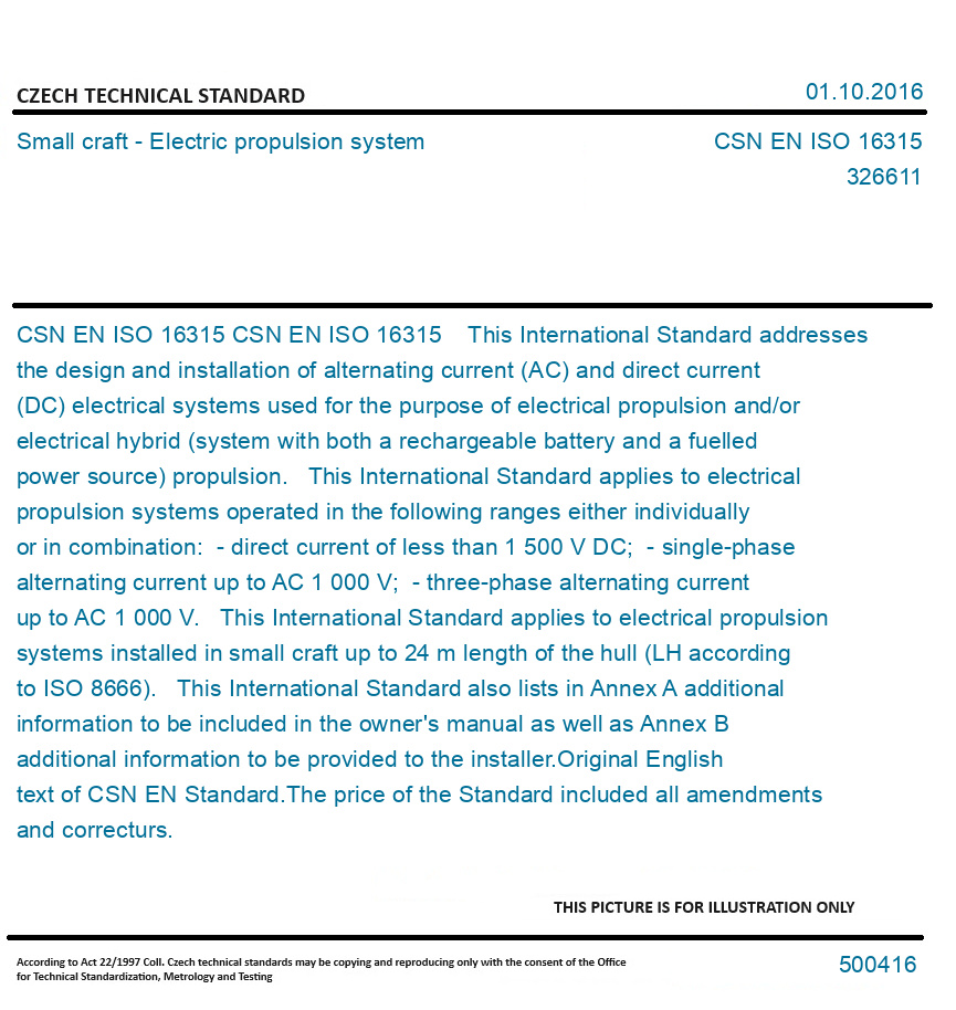 CSN EN ISO 16315 Small craft Electric propulsion system