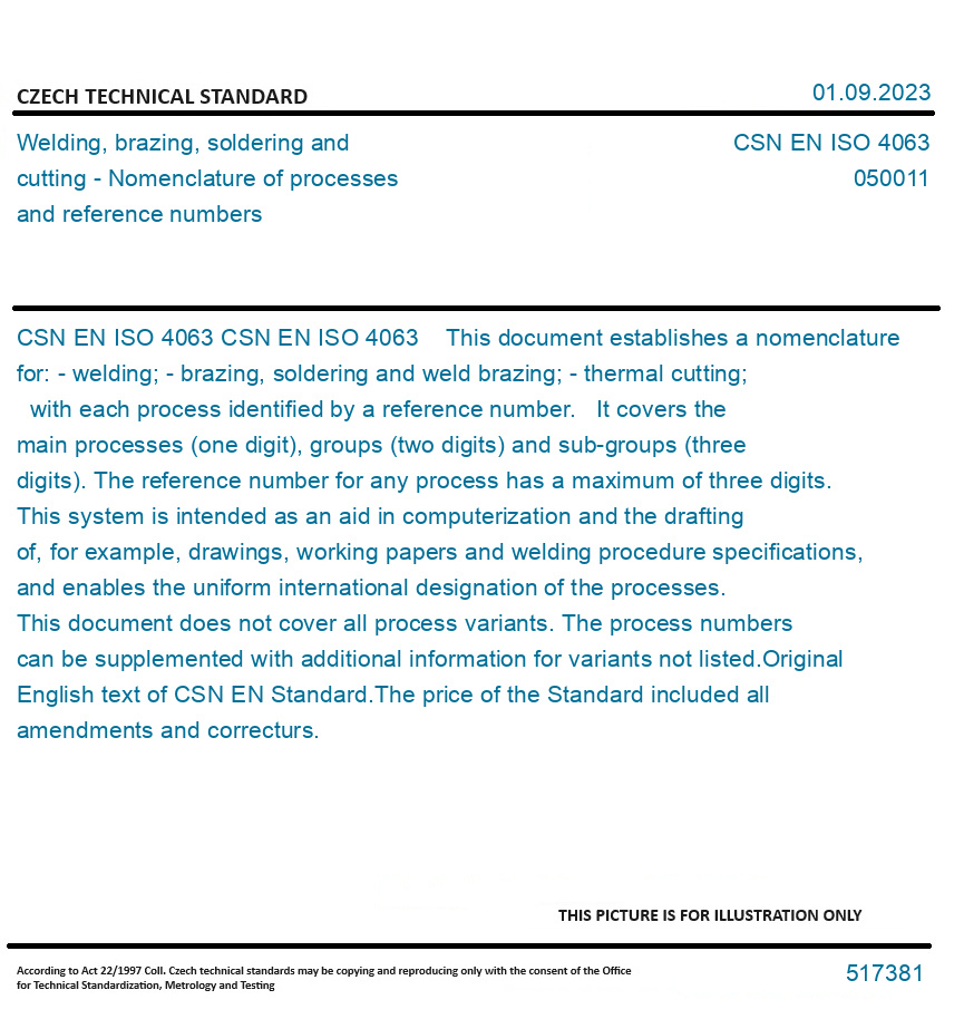 CSN EN ISO 4063 Welding, brazing, soldering and cutting