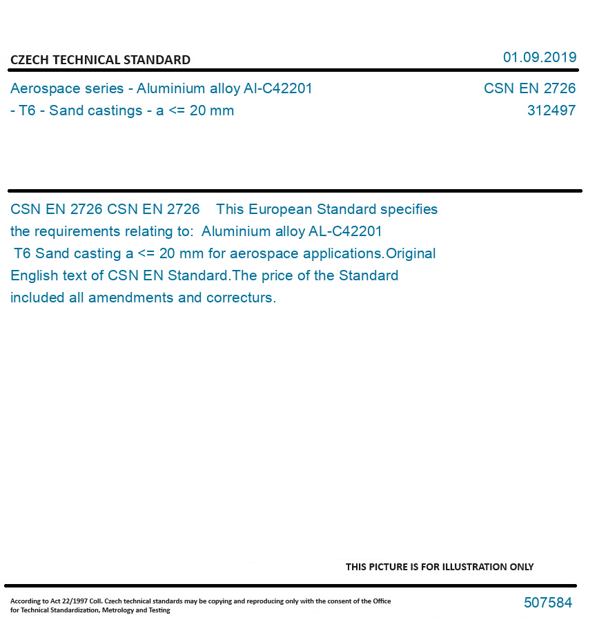CSN EN 2726 - Aerospace series - Aluminium alloy Al-C42201 - T6 - Sand ...