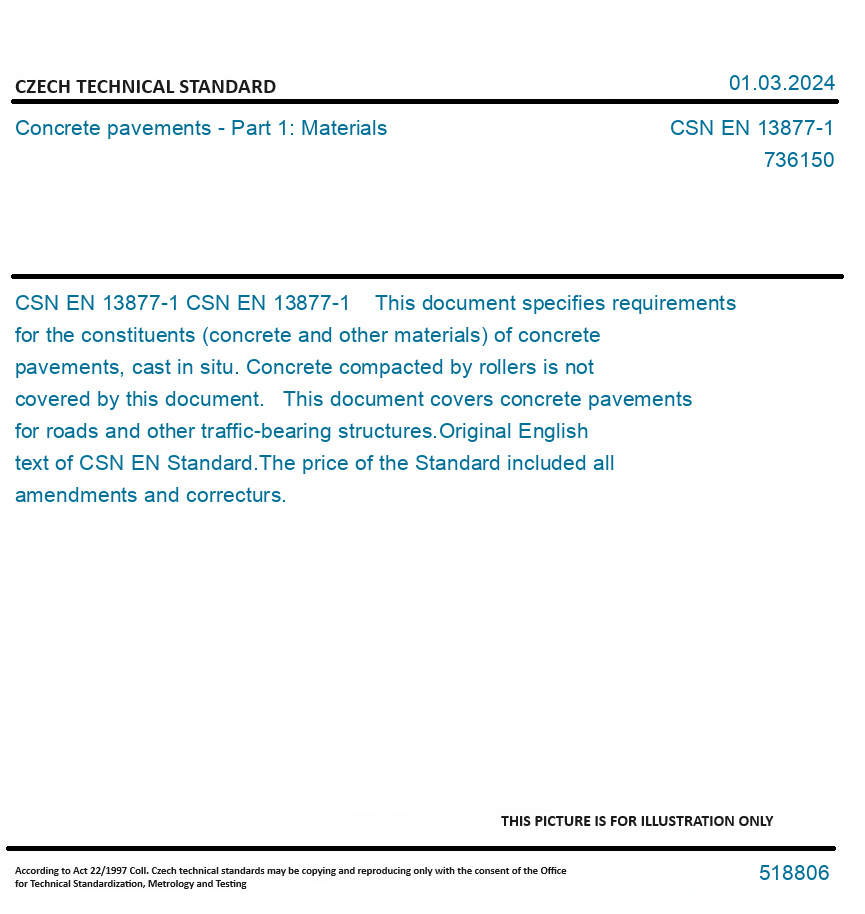 CSN EN 13877-1 - Concrete pavements - Part 1: Materials