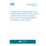 UNE EN 4500-003:2024 Aerospace series - Metallic materials - Rules for drafting and presentation of material standards - Part 003: Specific rules for heat resisting alloys (Endorsed by Asociación Española de Normalización in October of 2024.)