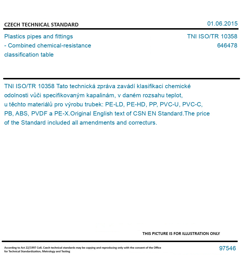 TNI ISO/TR 10358 Plastics pipes and fittings Combined chemicalresistance classification table