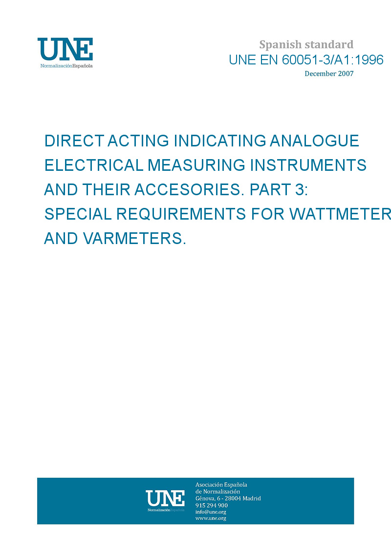 UNE EN 600513/A11996 DIRECT ACTING INDICATING ANALOGUE ELECTRICAL