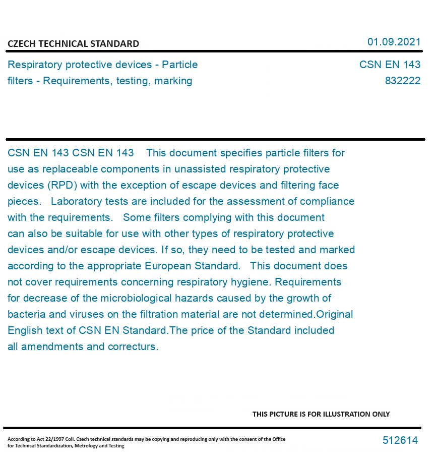 CSN EN 143 Respiratory protective devices Particle filters