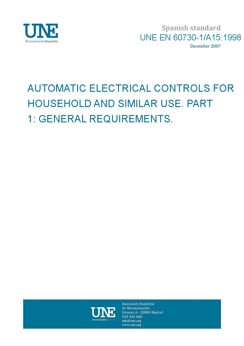 UNE EN 607301/A151998 AUTOMATIC ELECTRICAL CONTROLS FOR HOUSEHOLD AND