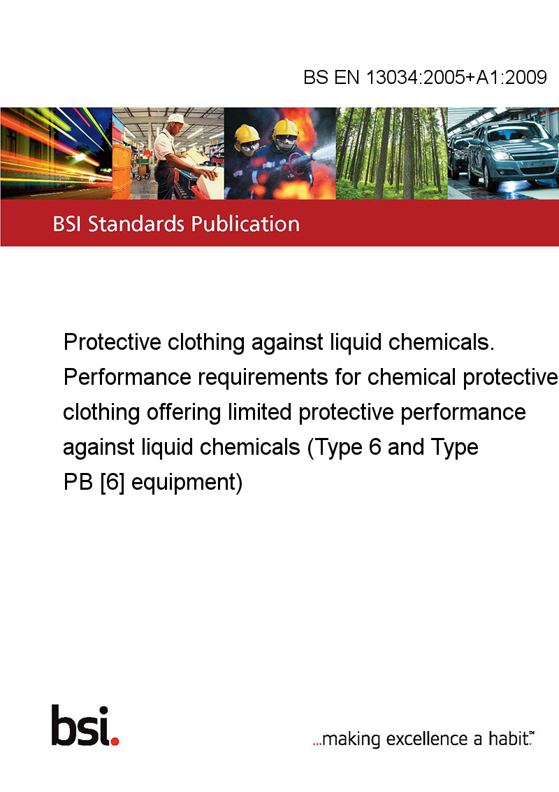 BS EN 130342005+A12009 Protective clothing against liquid chemicals