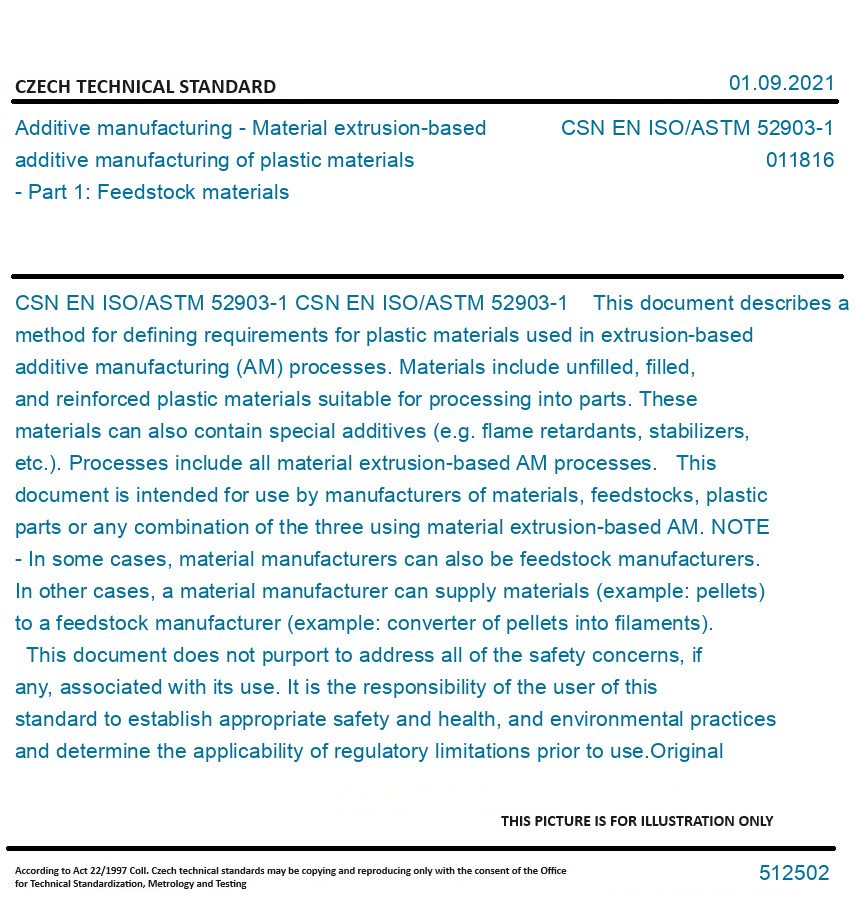 CSN EN ISO/ASTM 529031 Additive manufacturing Material extrusion